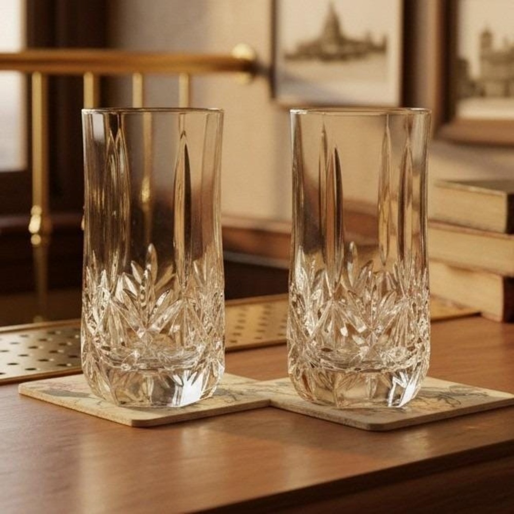 Cristal d' Arques Brighton Crystal 16oz Highball Tumbler Glasses Set of 2